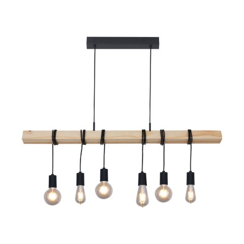 Luminária Pendente Versatto Pinus 06 Lamp E27 Preto - 6006/6 Pt