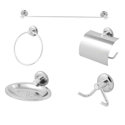 Kit Acessórios para Banheiro 5 Peças Alumínio/inox Único
