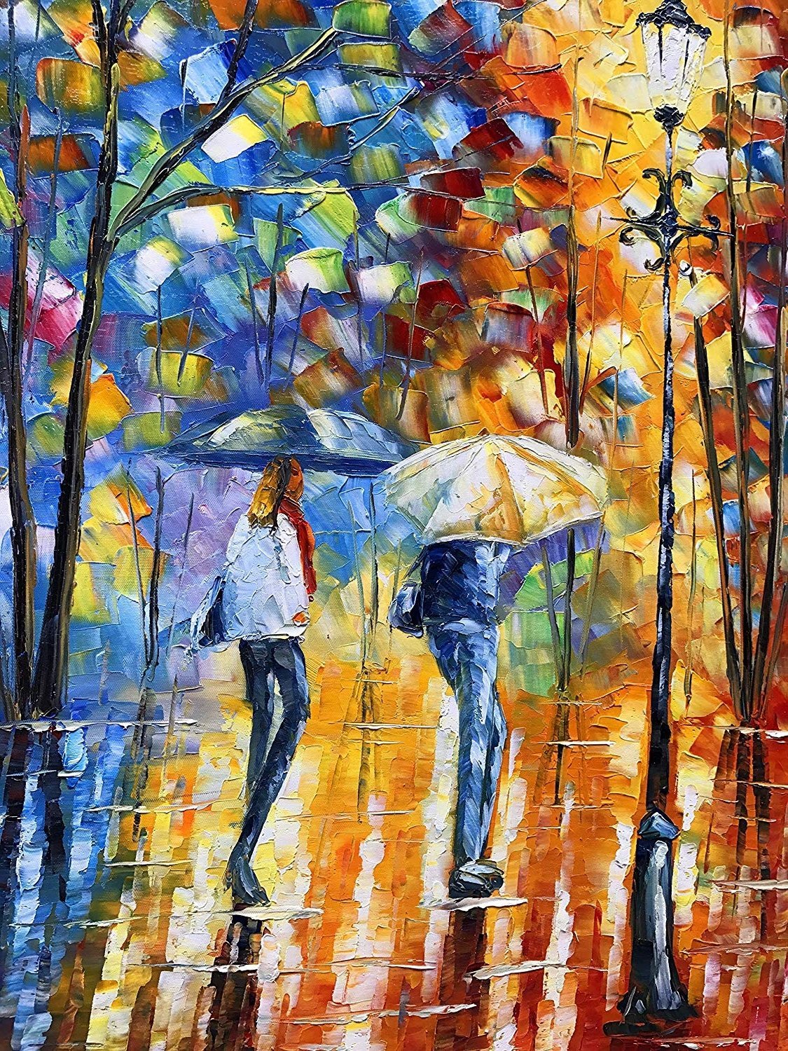 Quadro Pintura Tela caminhada chuvoso noite parque 5160: 120cm (A) x 180cm (L) - 4
