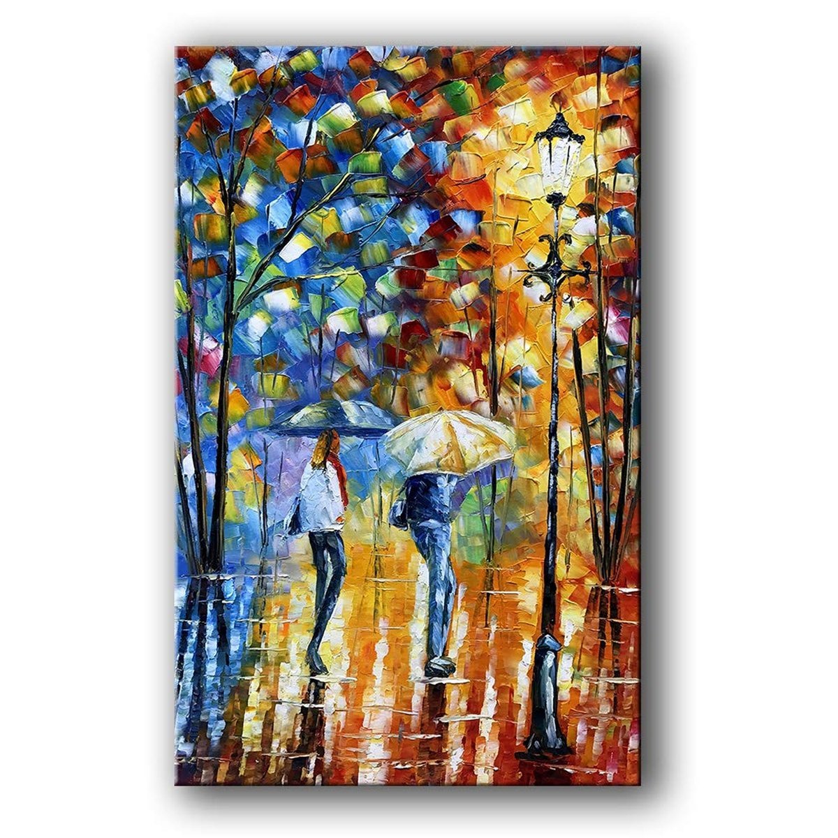 Quadro Pintura Tela caminhada chuvoso noite parque 5160: 120cm (A) x 180cm (L) - 2
