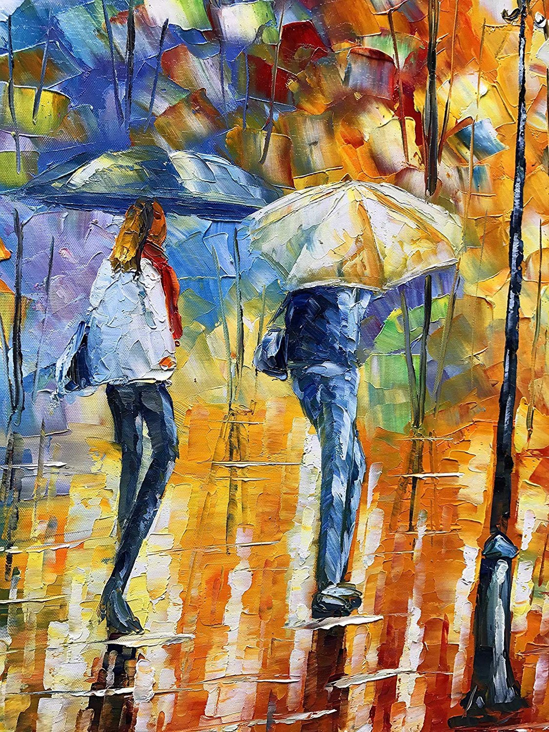 Quadro Pintura Tela caminhada chuvoso noite parque 5160: 120cm (A) x 180cm (L) - 3