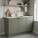 Ver imagem 1 de Balcão para Cozinha 2 Portas 3 Gavetas em MDF com Divisor de Talheres sem Tampo Sevilha Verde/Hill