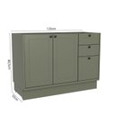 Ver imagem 5 de Balcão para Cozinha 2 Portas 3 Gavetas em MDF com Divisor de Talheres sem Tampo Sevilha Verde/Hill