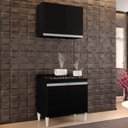 Ver imagem 2 de Kit Armário Aéreo e Balcão para Cooktop de Cozinha 02 Portas Diana Preto 80 cm - D’Rossi