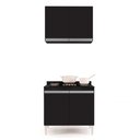 Ver imagem 3 de Kit Armário Aéreo e Balcão para Cooktop de Cozinha 02 Portas Diana Preto 80 cm - D’Rossi
