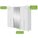 Ver imagem 4 de Guarda Roupa Casal Imperatore 6 Portas de Bater 6 Gavetas MDF com Espelhos Branco Móveis Lopas