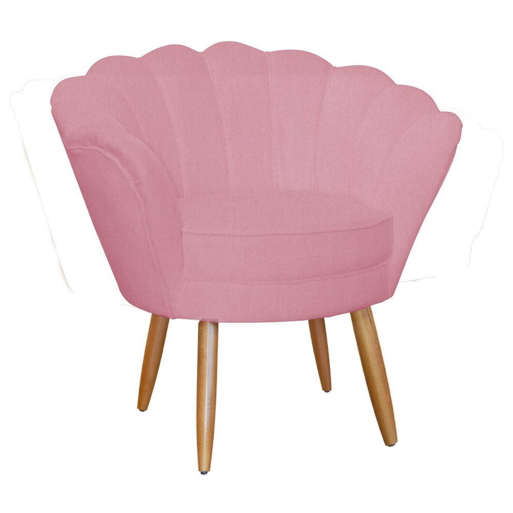 Jogo Pétala Namoradeira e 2 Poltronas Estofada Para Recepção Suede Rosa Barbie - DL Decor - 3