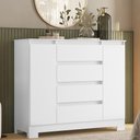 Ver imagem 1 de Cômoda Quarto Sapateira 112cm Selene Flex Branco/Titanium/Rosa/Azul A02 - Mpozenato