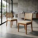 Ver imagem 1 de Kit 2 Cadeiras Dubai em Madeira Maciça - Assento em Linho - Bege