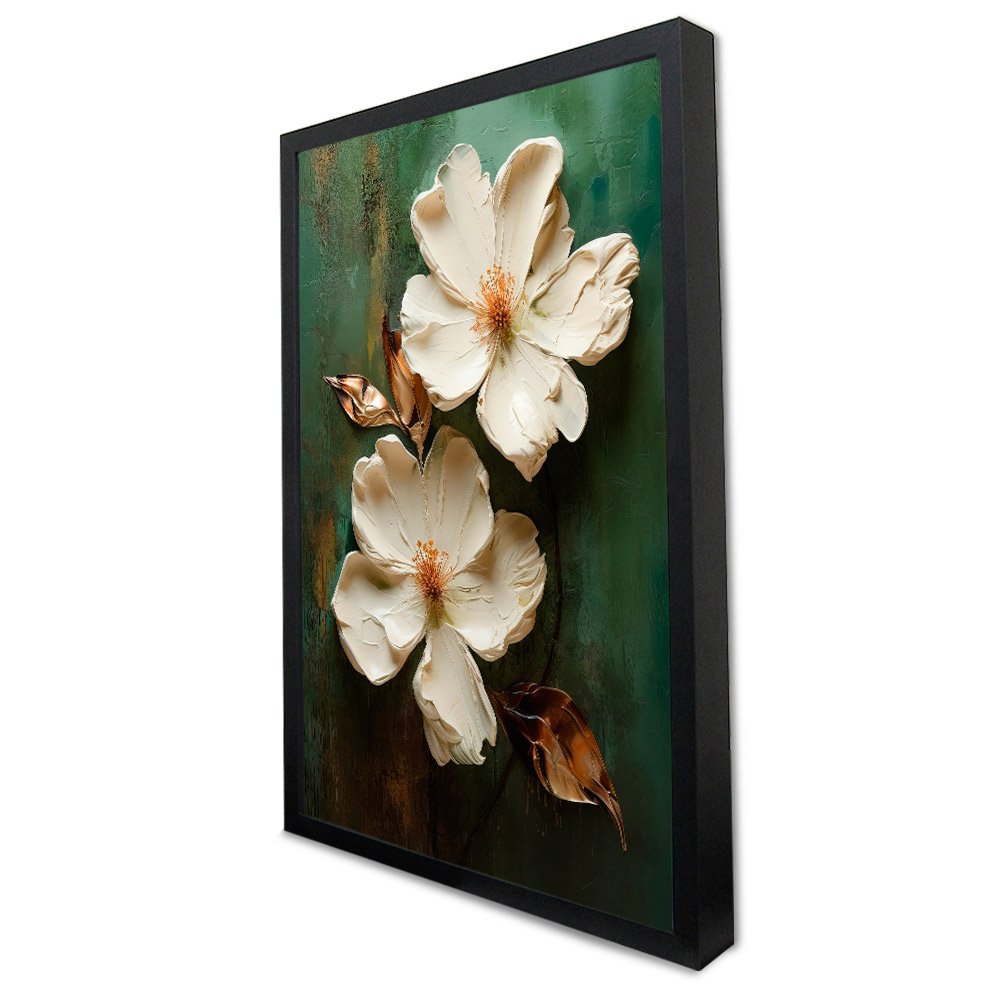 Quadro Decorativo Floral Luxo Petúnia em Moldura Caixa TaColado Moldura Trad 1cm Madeira Escura com  - 4