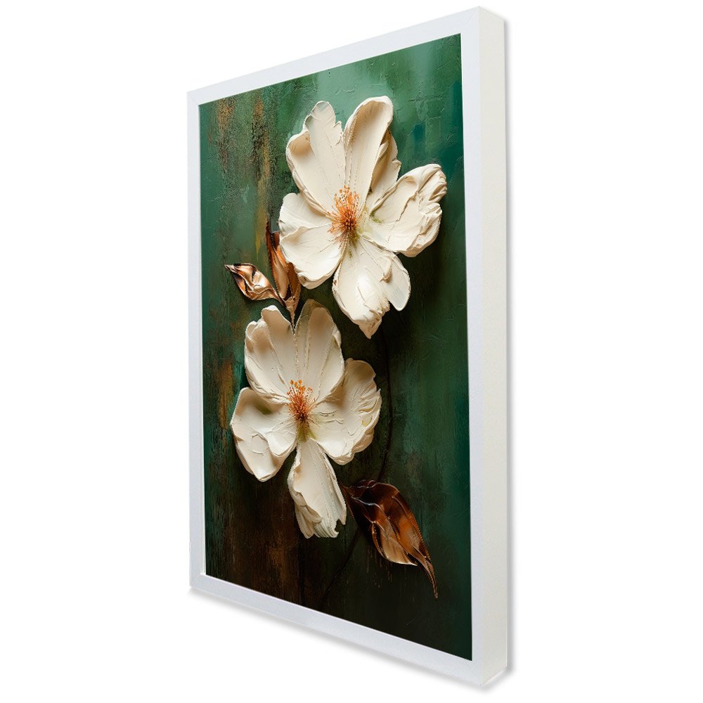 Quadro Decorativo Floral Luxo Petúnia em Moldura Caixa TaColado Moldura Trad 1cm Madeira Escura com  - 2