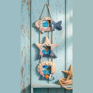 Porta Retrato Parede Trio Decoração Casa Praia Oceano 60cm