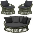 Ver imagem 1 de Chaise Área Externa Monza Alumínio Pintura Corda Náutica Trama Verde Musgo