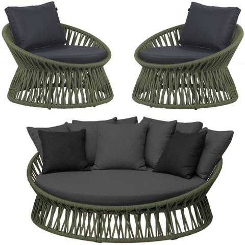 Chaise Área Externa Monza Alumínio Pintura Corda Náutica Trama