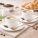 Ver imagem 6 de Jogo 12 Xícaras 100ml com Pires Porcelana Branca Clean Lyor Chá Café Mesa Posta Padaria Cafeteria