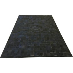 Tapete de Couro Preto Café 2,00x3,00 com Borda Peça 10x10cm - 1