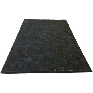 Tapete de Couro Preto Café 2,00x3,00 com Borda Peça 10x10cm