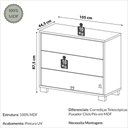 Ver imagem 3 de Cômoda para Quarto 105cm 3 Gavetas Mdf Dalla Costa Casa Lar Cor:freijó com Off White