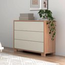 Ver imagem 1 de Cômoda para Quarto 105cm 3 Gavetas Mdf Dalla Costa Casa Lar Cor:freijó com Off White