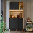 Ver imagem 2 de Armario de Cozinha Erva Doce 90 Cm 6 Portas e 1 Gaveta Freijo/preto Esfera