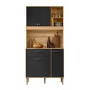 Ver imagem 1 de Armario de Cozinha Erva Doce 90 Cm 6 Portas e 1 Gaveta Freijo/preto Esfera