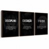 Kit 3 Quadros Motivacionais Preto e Branco com Moldura:preta - 9