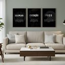 Ver imagem 1 de Kit 3 Quadros Motivacionais Preto e Branco com Moldura:preta