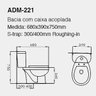Vaso Sanitário com Caixa Acoplada Adamas ADM-221 Completo com Assento Soft Close - 3