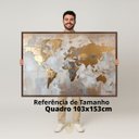 Ver imagem 3 de Quadro Mapa Mundi Tons Metálicos Dourado com Prata - 153x103