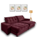 Ver imagem 1 de Sofá Retrátil e Reclinável Califórnia 2,50m com Molas Ensacadas. (vinho)
