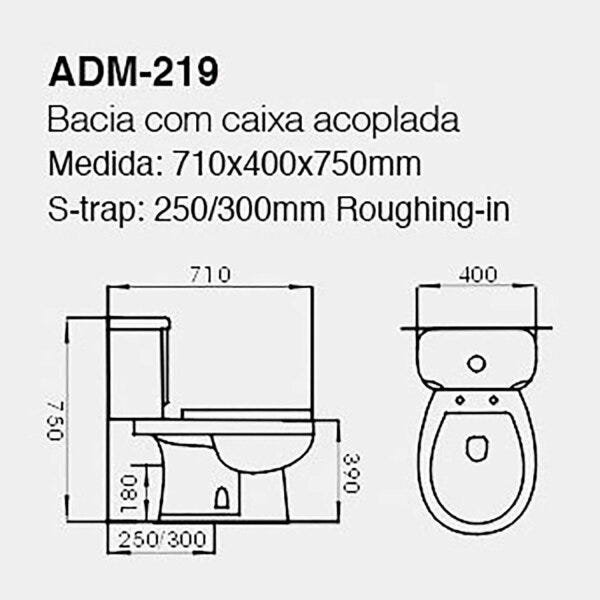 Vaso Sanitário com Caixa Acoplada Adamas ADM-219 Completo com Assento Soft Close - 3