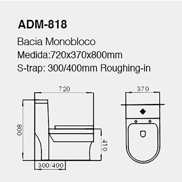 Vaso Sanitário com Caixa Acoplada Adamas ADM-616 Completo com Assento Soft Close - 3