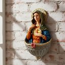 Ver imagem 4 de Pias de Água Benta Sagrado Coração de Jesus e Maria de Resina - 15 cm