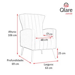 Poltrona Decorativa Melinda Pés Palito Tecido Suede Várias Cores - Qlare Estofados - Suede Cinza - 7