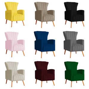 Poltrona Decorativa Melinda Pés Palito Tecido Suede Várias Cores - Qlare Estofados - Suede Cinza