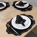 Ver imagem 1 de Kit 12 Pçs 6 Lugares Mesa Posta Sousplat Realeza: Preto