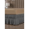 Saia Box Babado Cama Casal Queen e King Ajustável com 2 Elásticos Lisa Cinza - 2