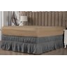 Saia Box Babado Cama Casal Queen e King Ajustável com 2 Elásticos Lisa Cinza - 3