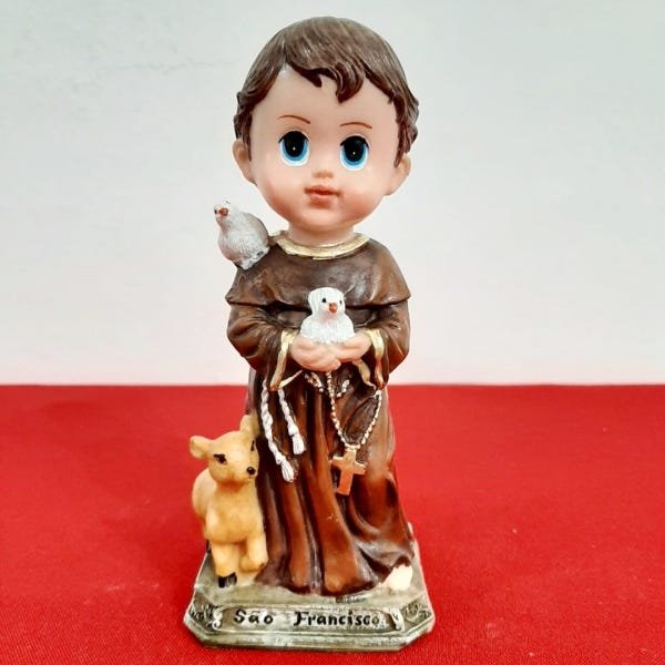 Imagem Infantil de São Francisco de Assis de Resina - 15 cm - 1