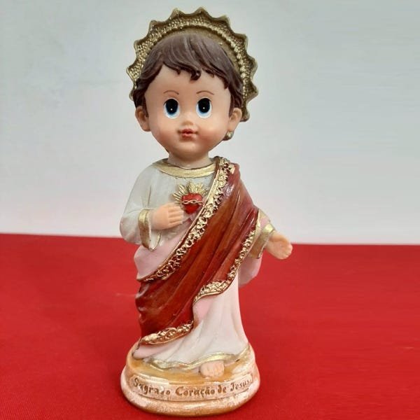 Imagem Infantil do Sagrado Coração de Jesus de Resina - 15 cm