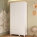 Ver imagem 1 de Guarda-roupa Infantil 92cm 3 Portas e 2 Gavetas Allegra Multimóveis Mp4442 Branco Branco