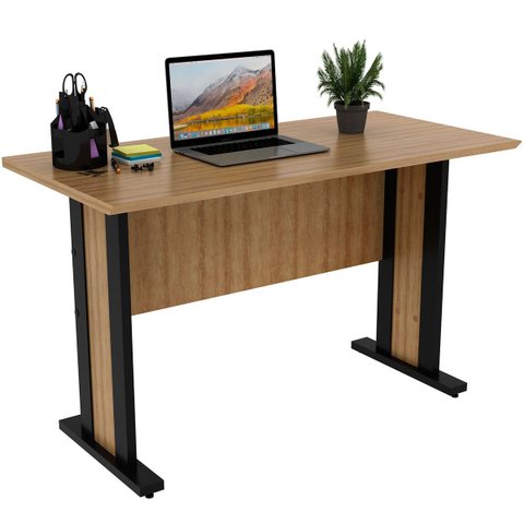 Mesa para Escritório Escrivaninha 117 cm Amêndoa/Preto