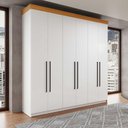 Ver imagem 1 de Guarda Roupa Casal 2,25m X 2,2m 6 Portas 2 Gavetas 100% Mdf Cor:branco Brilho com Freijó