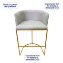 Ver imagem 2 de Banqueta Alta Decorativa Luxo Zoe Tecido Bouclé Base de Metal Dourado Fosco Kit 3 Unidades Poltronas