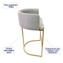 Ver imagem 3 de Banqueta Alta Decorativa Luxo Zoe Tecido Bouclé Base de Metal Dourado Fosco Kit 3 Unidades Poltronas
