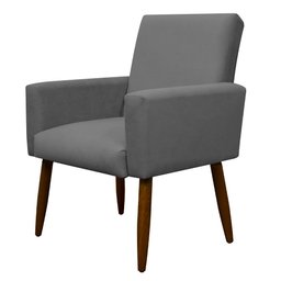 Cadeira Poltrona Sala Escritorio Recepção Nina Suede Cinza Herrero - 3