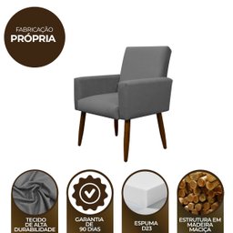 Cadeira Poltrona Sala Escritorio Recepção Nina Suede Cinza Herrero - 7