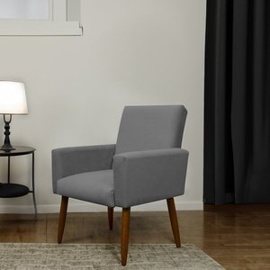 Cadeira Poltrona Sala Escritorio Recepção Nina Suede Cinza Herrero