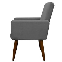 Cadeira Poltrona Sala Escritorio Recepção Nina Suede Cinza Herrero - 4