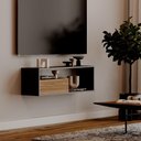 Ver imagem 2 de Rack Nicho Aparador Roma Preto com Freijó para Tv Sala Quarto